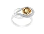 10k White Gold Round Citrine and Diamond Ring (.03 cttw, I Color, I2 Clarity), Size 6