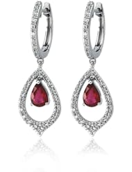 14 Karat White Gold Ruby And Diamond Earrings