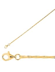 Silver Yellow Plated 20" 1.1mm Polish Diamond Cut Octagonal Snake Chain With Pear Shape Clasp