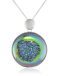 Sterling Silver Green Forest Windows Drusy Pendant Necklace , 18"