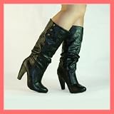 Women's Qupid Black Leatherette Boots (Tabu13)