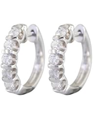 1 CT Diamond Hoop Earrings 14k White Gold