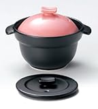 レンジでカラフル炊飯鍋 1合炊〈二重蓋〉ピンク　【四日市ばん古焼 炊飯鍋・御飯鍋】