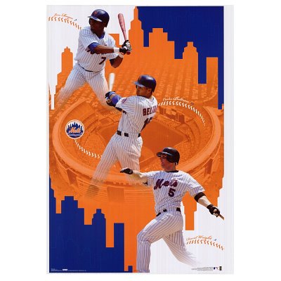 Professionally Framed New York Mets (Jose Reyes, Carlos Beltran, David Wright) Sports Poster Print - 24x36 with RichAndFramous Black Wood Frame