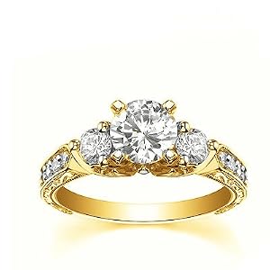 luxury Three Stone Diamond Engagement Ring 