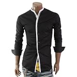 Mens Casual No Collar Layered Slim Dress Shirts(2M)