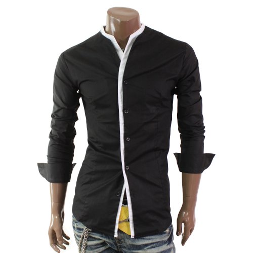 Kragenloses Freizeithemd Slim Fit (2M)