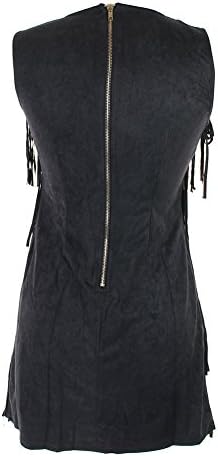 On Trend For Less Womens Sleeveless Square Neck Western Fringe-Front Dress Black Large