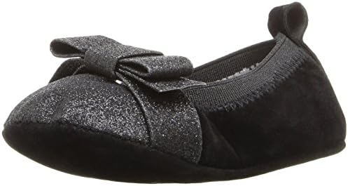 ABG Baby Girls' Dress W/ Glitter Bow Ballet Flat, Black, 9-12 Months W US Infant