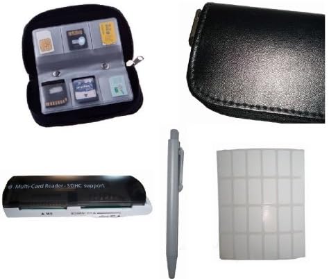 FashionBoutique Memory card carrying case set - 24PCS card label + ONE Mini ballpoint pen + ONE Multi-Card Reader-SDHC support