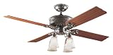 Hunter 23714 1896 Art Noveau Four-Light 52-Inch Five Blade Ceiling Fan, Antique Pewter with Clear Globes