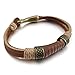 Men's Alloy Genuine Leather Bracelet Bangle Rope Brown Gold Braided Tribal