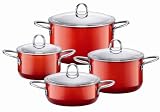 Silit 4- Piece Cookware Set with Lids, Energy Red