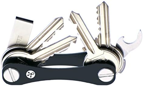 Compact Key Holder KIT (4 GB Flash drive and Bottle Opener included) / Swiss Army Style Key Organizer by NJM. Holds 2-16 keys (Black)