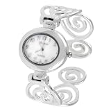 Geneva Platinum Polished Swirl Cuff Watch by Geneva