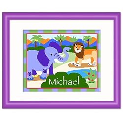 Wild Animals Purple Personalized Print