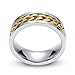 Topick Men's Fashion Stainless Steel 18k Gold Plated Width 8mm Spinner Chain-Shaped Ring