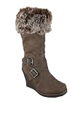 41aRLalvGJL. SL160  Fur Trim Suede Wedge Boot