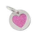 Small Pink Glitter Heart ID Tag for Small Dogs and Cats from K9 by Igloo Designs