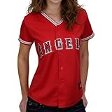 MLB Womens Los Angeles Angels Of Anaheim Scarlet Alternate Short Sleeve 5 Button Synthetic Replica Baseball Jersey Spring 2012