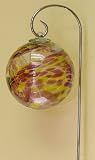 Purple and Lime Green-Hand-blown Glass Sun Catcher Gazing Globe with Shepherds Hook (6 inch)