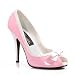 5 Inch Womens Dress Shoes High Heel Peep Toe Classic Pump Shoes With Contrast Heel Bow Baby Pink / White Patent