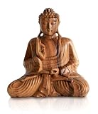 Produkt-Bild: Buddha Holzfigur Statue Amoghasiddhi sitzend, Figur aus Holz, H&ouml;he 20 cm handgefertigt