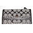 Coach Black White Signature Slim Trifold Envelope Wallet 42985