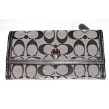 Coach Black White Signature Slim Trifold Envelope Wallet 42985