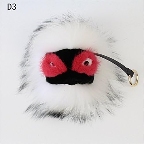 Sunnying Mink Fur Big Eyes Small Monster Fur Pendant for Womens Bag or Car Pendant (White)