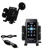 Samsung SGH-F490 Flexible Auto Windshield Holder with Car Charger - Uses Gomadic TipExchange