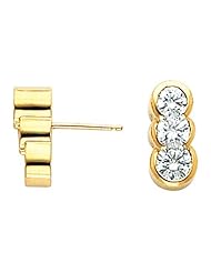 Pair of 18K Yellow Gold Diamond Earrings - 0.48 Ct. -- LIFETIME WARRANTY