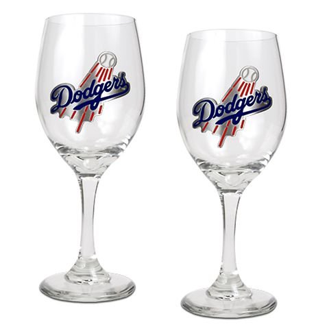 Los Angeles Dodgers LA Set of 2 Wine Glasses