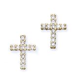 14K Yellow Gold 1/4 ct. Diamond Cross Earrings
