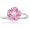 10k White Gold Created Pink Sapphire and Diamond Flower Ring, Size 5