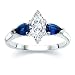 1.00 CT MARQUISE DIAMOND W PEAR BLUE SAPPHIRE RING 18K