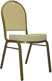 Dome Back Stacking Banquet Restaurant Food Service Chair with Gold Frame, Patterned Beige