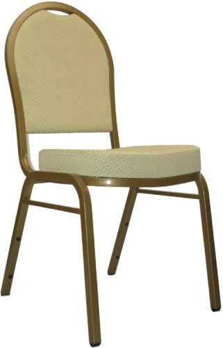 Dome Back Stacking Banquet Restaurant Food Service Chair with Gold Frame, Patterned Beige