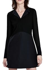 A-line Polyester Notched Notched Collar Midi Dress 