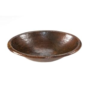 Small Oval Self Rimming Hammered Copper Bathroom Sink in Oil Rubbed Bronze