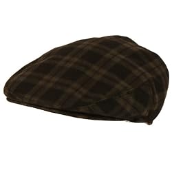 Plaid Snap front Ivy Cabbie Driver Hat Cap Black Medium Large