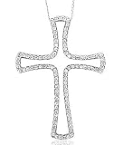 10k White Gold Cross Diamond Pendant Necklace (HI, I, 0.33 carat)