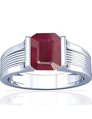 14K White Gold Emerald Cut Ruby Solitaire Ring