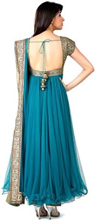 Panisha Women's Indian Pakistani Anarkali Peacock Replica Large Multi Colour