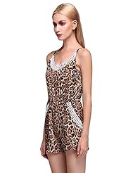 Leopard Print Chiffon Elasticized   Waistline Romper/Jumpsuit 