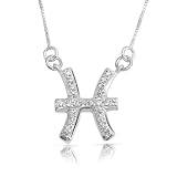 Bling Jewelry Sterling Silver CZ Pisces Zodiac Necklace 16