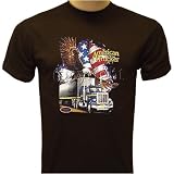 American Trucker With Bald Eagle T-shirt, Truck Driver T-shirts