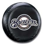 Milwaukee Brewers MLB Black Spare Tire Cover Size: E10 - 30 x 10 Inch