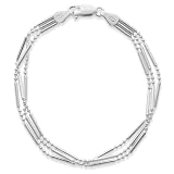 41aS2iye2yL. SL160  Sterling Silver Three Row 3 in one bar and Bead Chain Bracelet, 7 