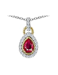 Original Star K (tm) Pear Shape Created Ruby Pendant in 925 Sterling Silver